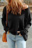 Solid Color Off Shoulder Rib Knit Sweater with Pocket