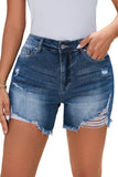 High Waist Distressed Fringed Cut Off Shorts