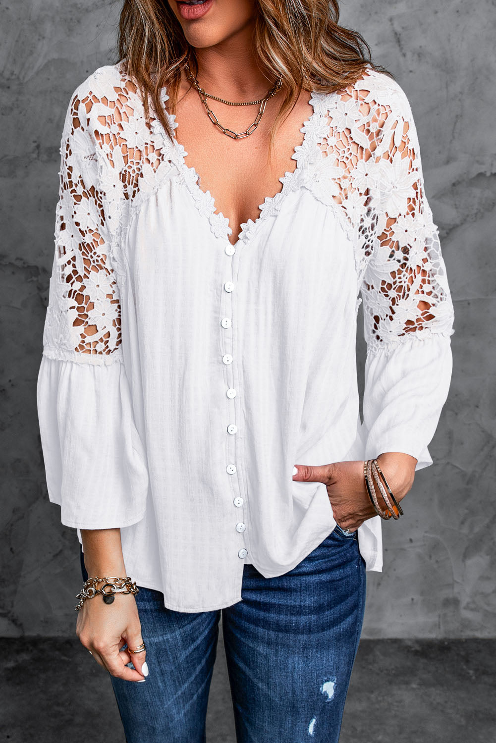 Crochet Lace Button Top