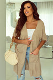 Khaki Pocketed Knit Dolman Sleeve Cardigan