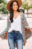 Paisley Floral Print Open Front Flowy Kimono