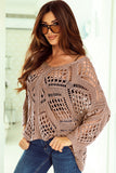 Hollowed Knit V Neck Dolman Sleeve Sweater