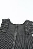 Ruched Shoulders Ribbed Knit Tank Top