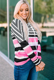 Multi Striped Drawstring Long Sleeve Hoodie