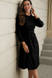 Twist Front Tie Back Long Sleeve Satin Dress