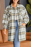 Plus Size Plaid Pocketed Side Slit Shacket