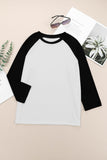 Color Block Raglan Sleeve Pullover Top