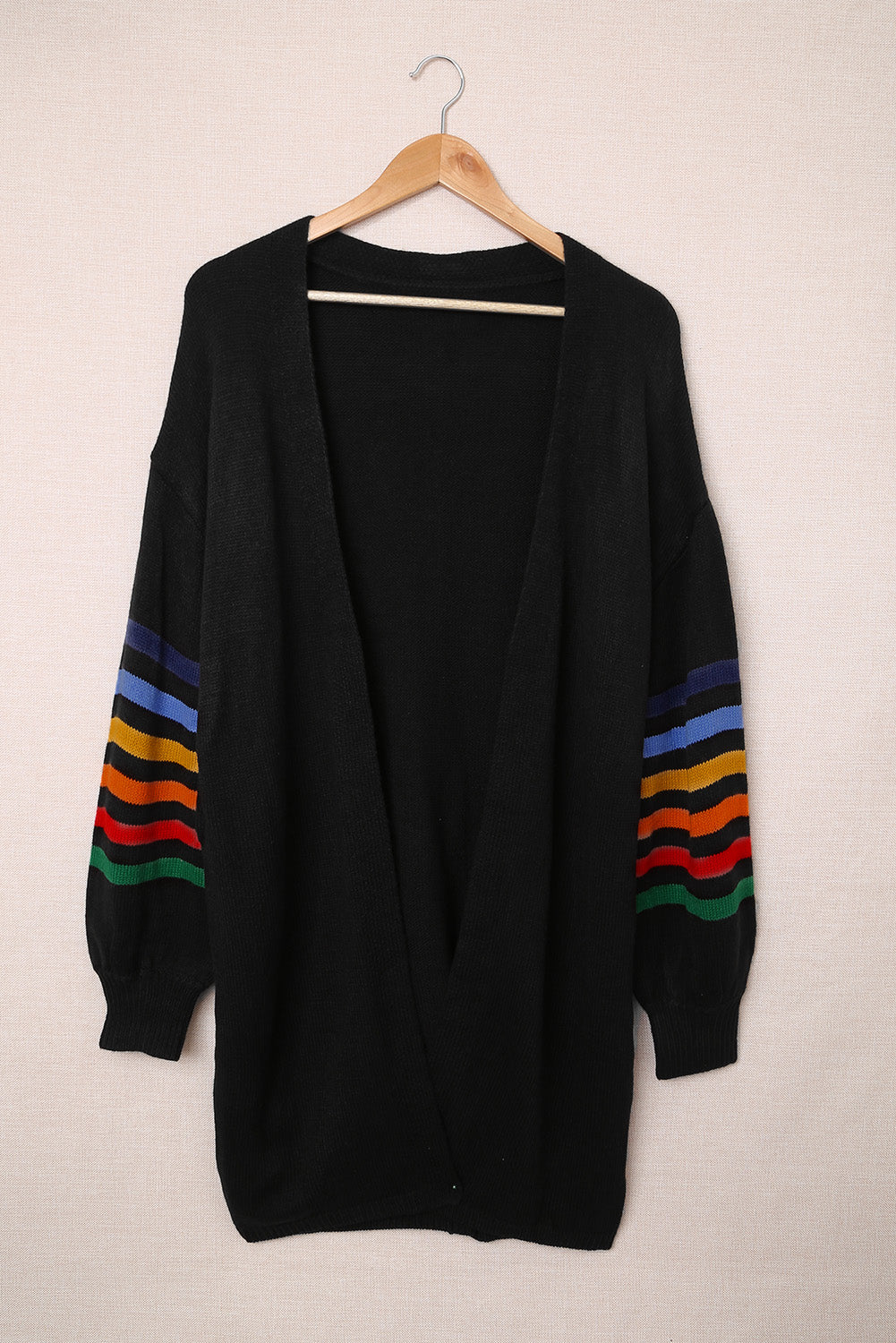 Striped Balloon Sleeve Cardigan