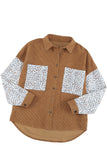 Leopard Patchwork Corduroy Buttoned Shirt Jacket