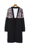 Black Leopard Detail Plus Size Cardigan