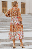 Mix Floral Patchwork Frill Tiered Dress