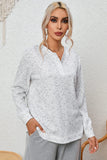 SlouchyÂ Heather Rib Knit Long Sleeve Henley Top