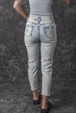 Sky Blue Vintage Washed Heavy Destroyed Skinny Jeans