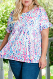 Printed Wide Neck Thumbhole Sleeve Henley Top