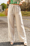 Linen Elastic Drawstring Waist Loose Pants