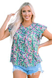 Floral Print Ruffled Short Sleeve Babydoll Top