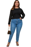 Sequin Contrast Long Sleeve Plus Size Top