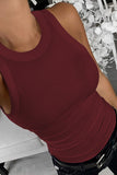 Solid Ribbed Knit Slim Fit Tank Top