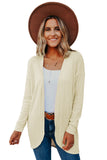 Open Front Rounded Hem Textured Knit Cardigan