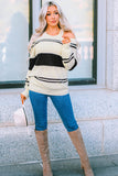 Striped Cold Shoulder Knit Sweater