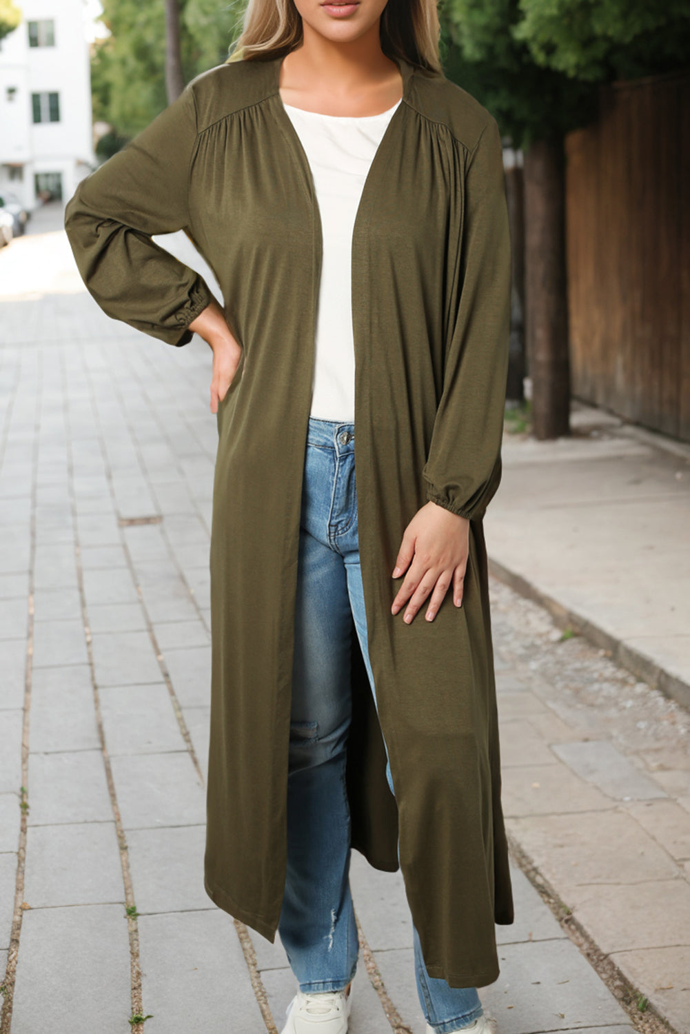 Lightweight Long Sleeve Open Front Duster Cardigan