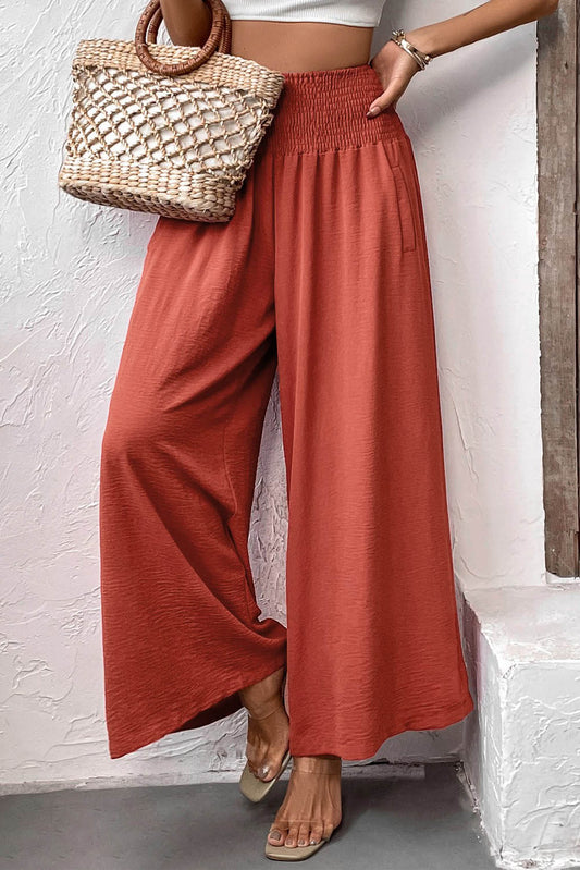 Waistband High Waist Wide Leg Pants