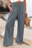 Pink Textured High Waist Wide Leg Plus Size Pants