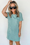 Striped Ribbed Knit T-shirt Shift Dress