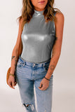 Sequin V Neck Shoulder Tie Bodysuit