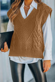 V-Neck Twist Knitted Vest Sweater