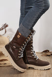 Wool Knit Patchwork Lace Up Leather Boots