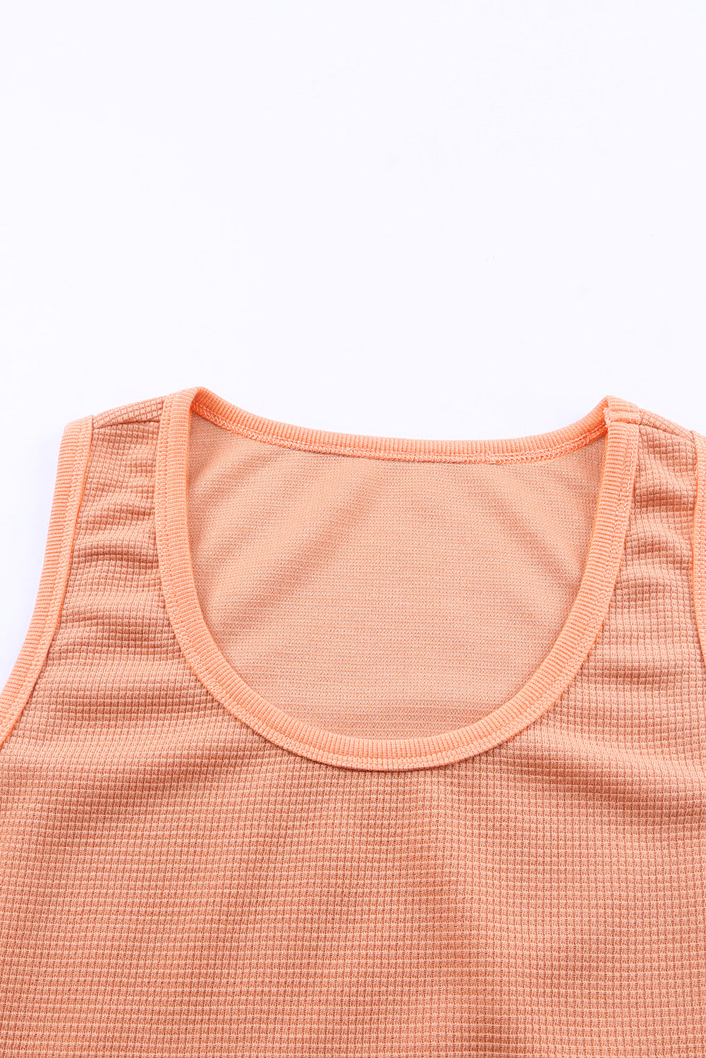 Plain Waffle Knit U Neck Tank Top