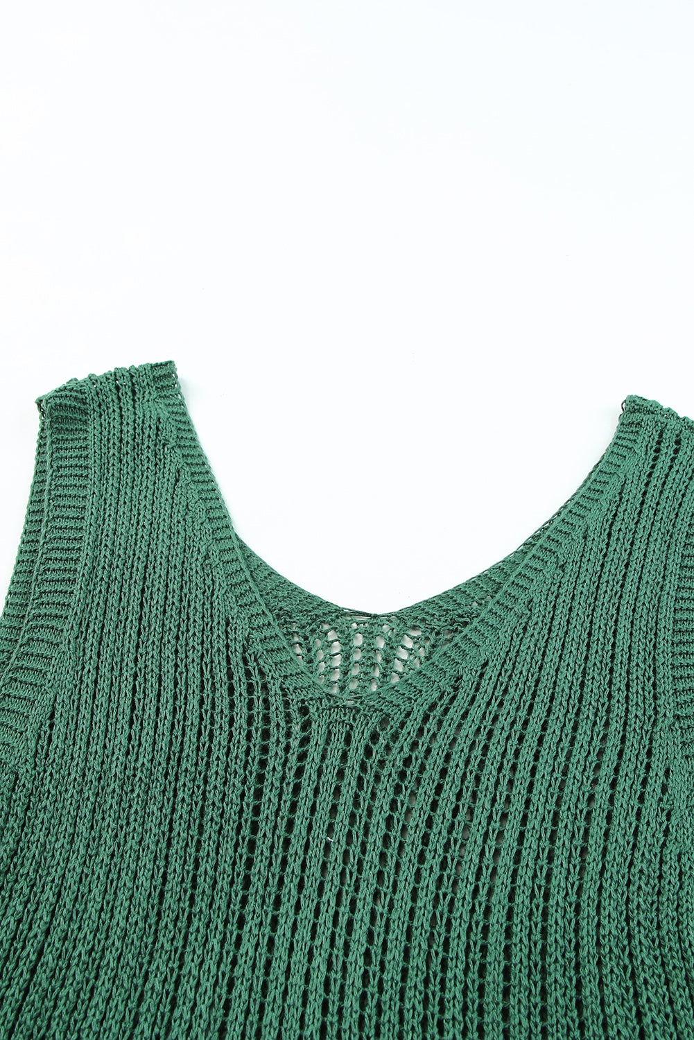 Hollowed Knit V Neck Tank Top