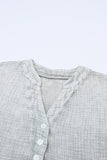 Sky Blue Crinkle Textured Loose Henley Top