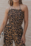 Print Halter Neck Backless Wide Leg Jumpsuit