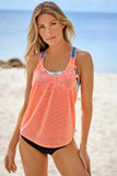 Printed Splicing Racerback Tankini