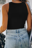 Rib Knit Crew Neck Sleeveless Crop Top