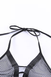 Halter Backless Fishnet Lingerie Set With Shorts