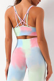 Tie Dye Criss Cross Strappy Sports Bra