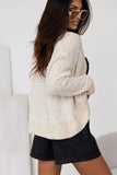 Cardigan gris ouvert sur le devant en tricot Popcorn