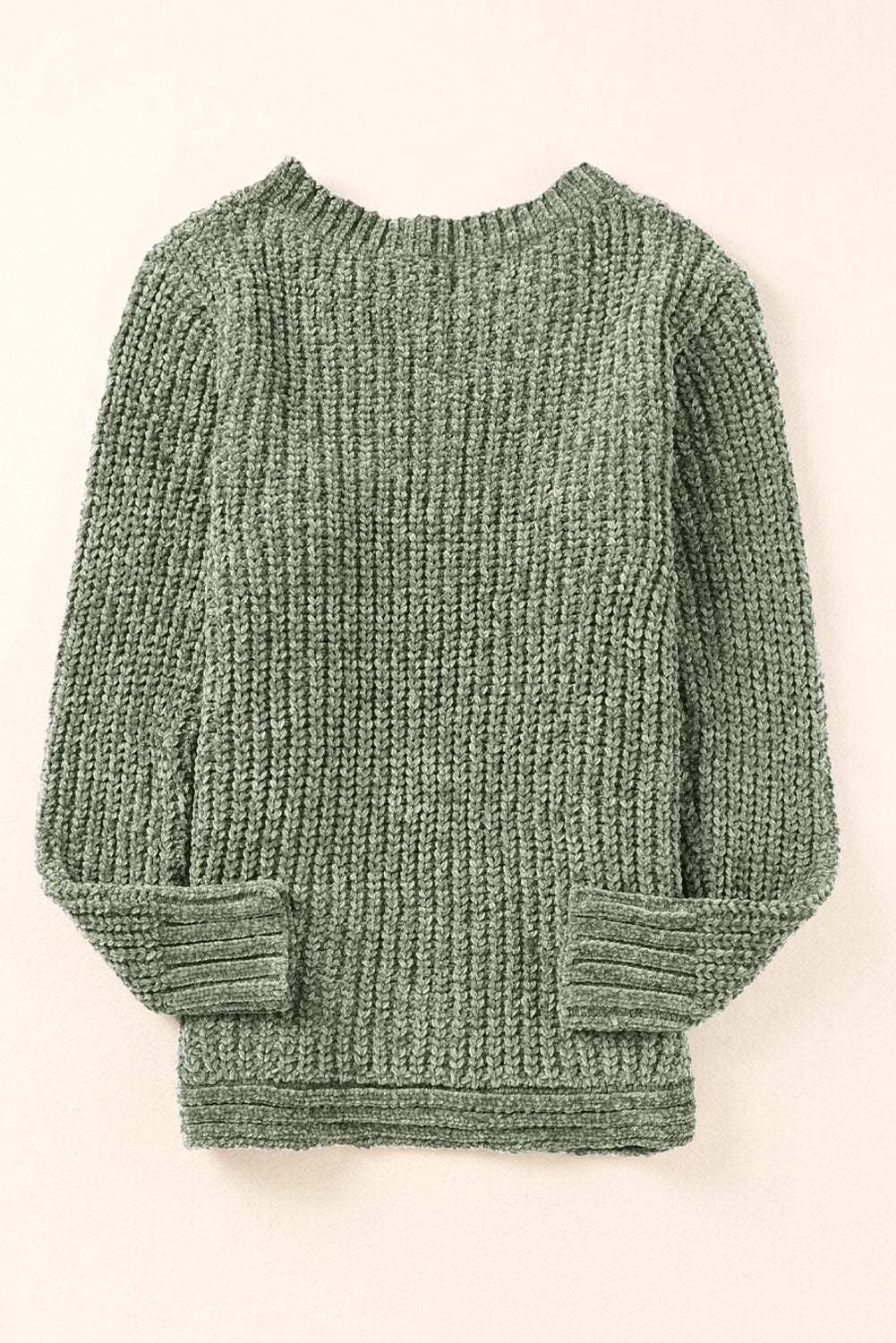 Long Sleeve Round Hem Cable Knit Sweater