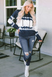 Tie Dye Lace Up V-Neck Long Sleeve Top