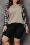 Brown Plaid Raglan Sleeve Sweatshirt