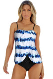 Dyed Stripe Print Spaghetti Straps Tankini Set