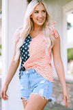 American Flag Color Block Knotted Straps Tank Top