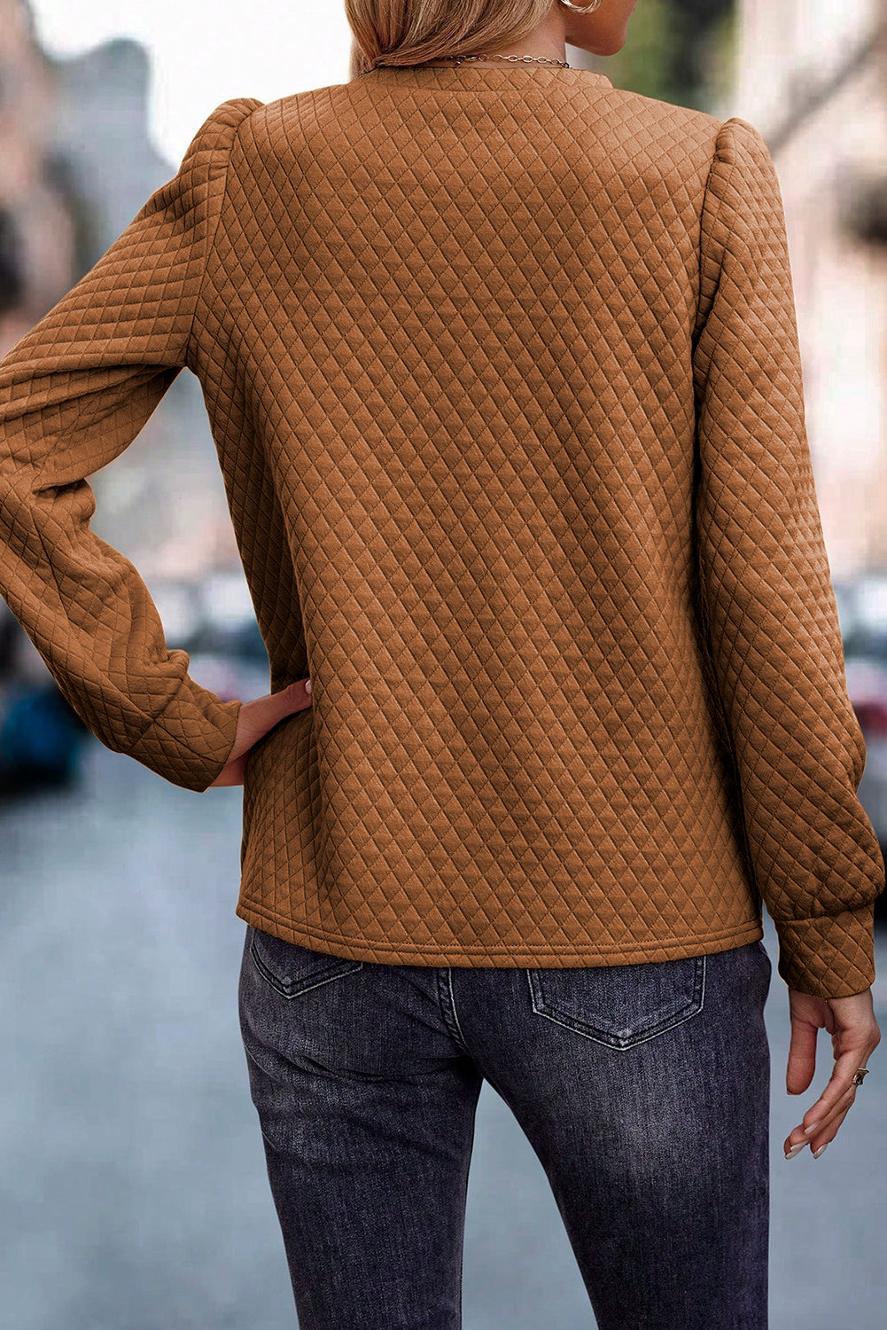 Brown Plaid Raglan Sleeve Sweatshirt