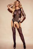 Lace Mesh Strappy Cutout Open Crotch Body Stockings