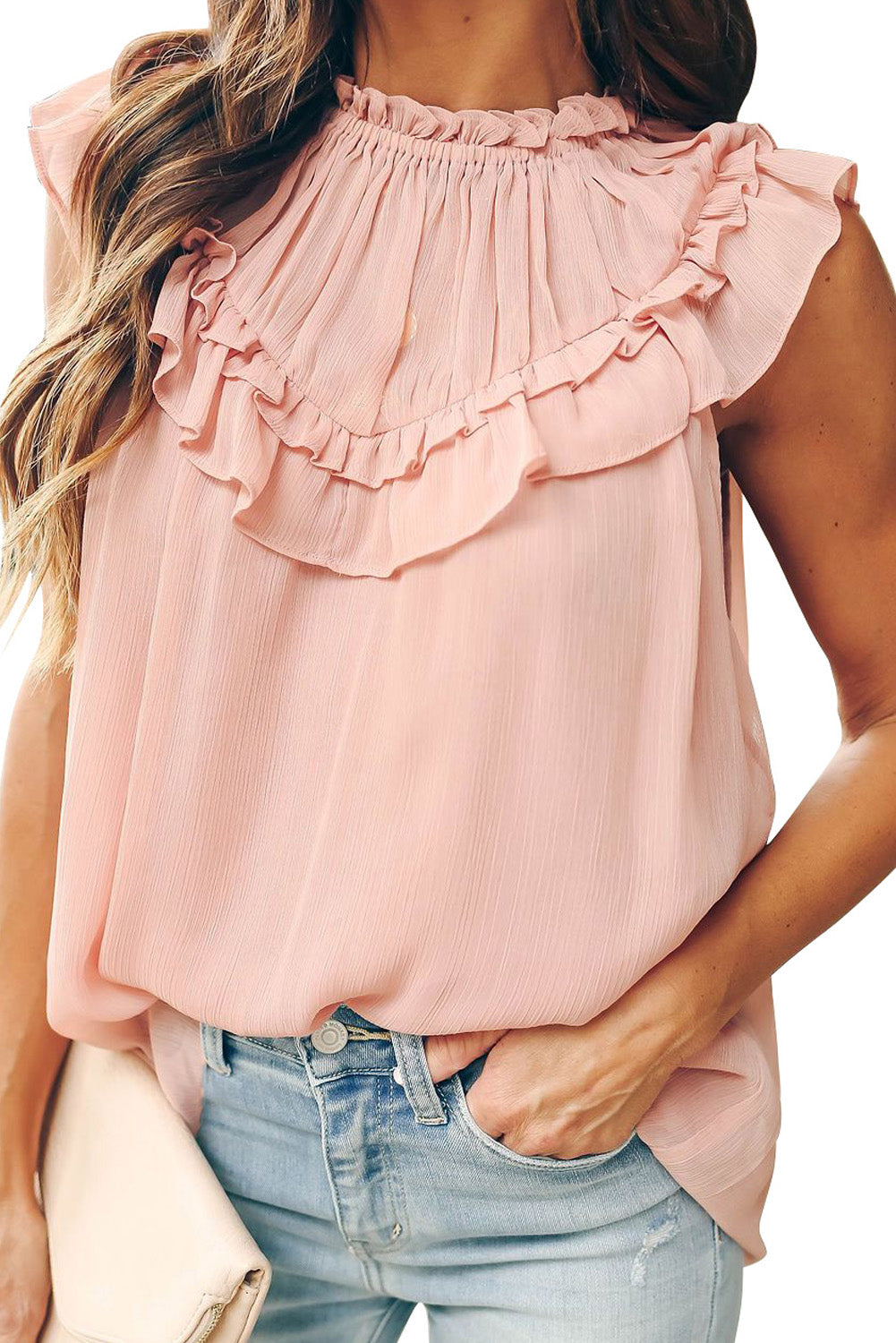 Frilled Detail Tulle Tank Top