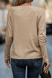 Pale Khaki Solid Ruched Raglan Sleeve Knit Top