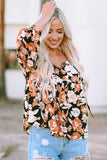 Floral Print 3/4 Sleeve Babydoll Blouse